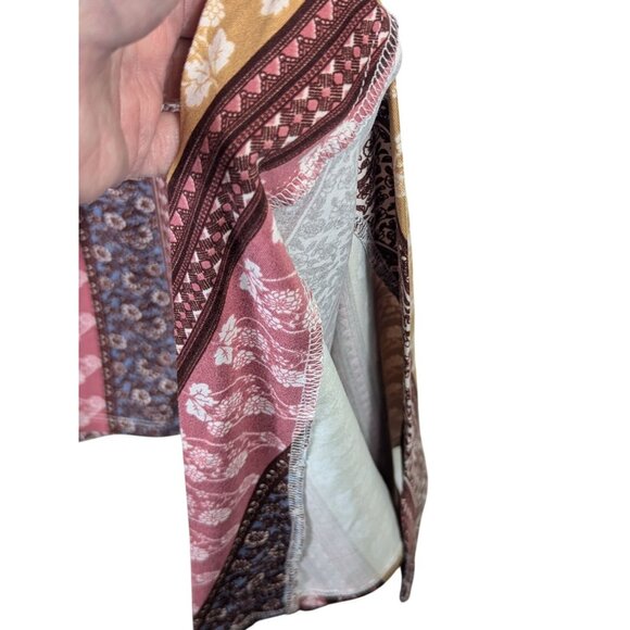 Cactus + Pearl Women size L Mix Stripe Knit Maxi Dress Slits Cottagecore Hippie - Picture 8 of 13